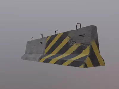 Concrete Road Block Barricade - Jersey Barrier Low-poly 3D model
