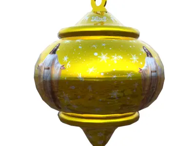Christmas Ornament Gold Bauble PBR Holiday Decoration 3D Model Low-poly 3D model
