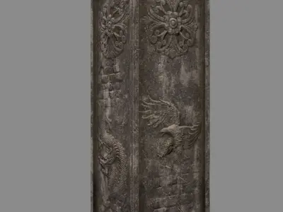 pillar 5 four pillars Low-poly 3D model