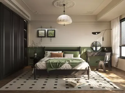 French Style Bedroom Low-poly 3D model