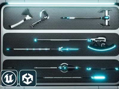 Sci Fi Melee Weapons Arsenal Interior Low-poly 3D model