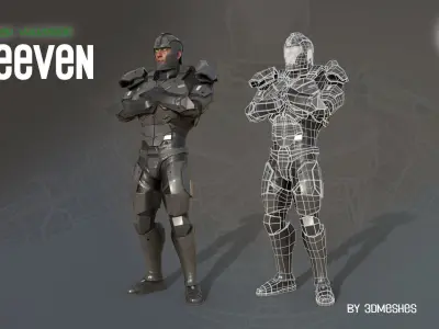 Cyber Warrior - SEEVEN Low-poly 3D model