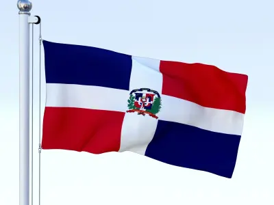 Animated Dominican Republic Flag Low-poly 3D model