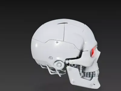Stylized Robotic Skull Mask 3D Model Low-poly 3D model