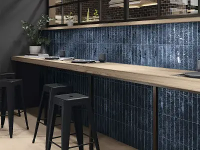 Dark Blue Glossy Wall Tile 3D Model Texture