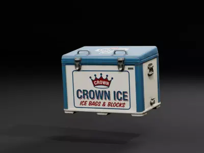Vintage Commercial Ice Cooler Box Low-poly 3D model