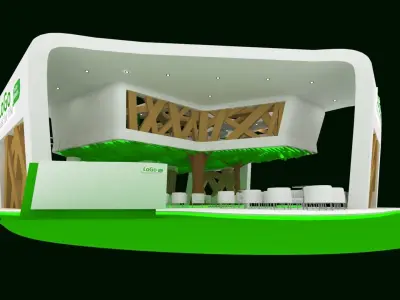 Coffee house exhibition tradeshow booth Low-poly 3D model