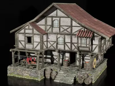 medieval tavern Low-poly 3D model