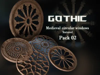 Medieval Circular Windows Pack 02 Low-poly 3D model