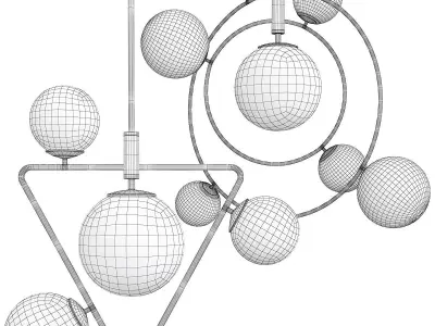 COSMOGONY A pendant light with marble balls hanging from it Low-poly 3D model