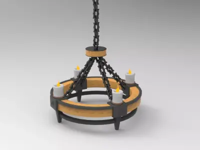 Chandelier candle hanging from chain Low-poly 3D model
