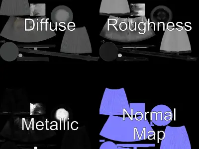 Modern Black Table Lamp Model Pack Low-poly 3D model