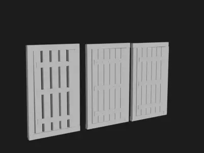 Doors three wooden shutters 3D model