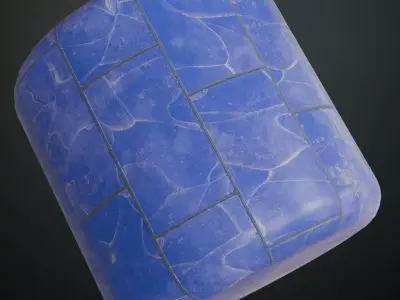 Luxury High-Gloss Lapis Lazuli Stone Tiles PBR Seamless Texture