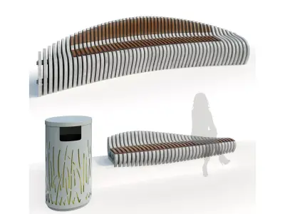 Stylish parametric bench 2 options 3D model