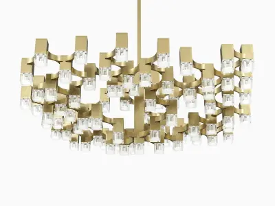 Sciolari 81 Cubes Chrome Chandelier 3D model