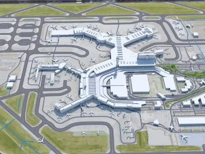 Vancouver Airport 12km Low-poly 3D model