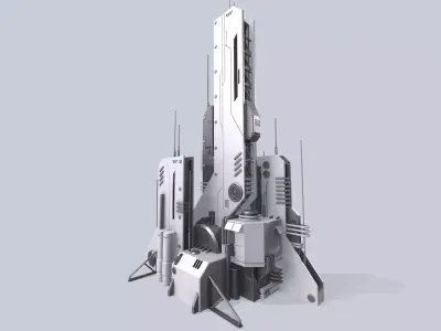 Futuristic building Low-poly 3D model purchase