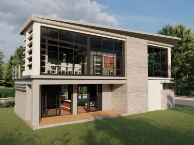 Casa Scene-villa-modern house 3D model 36