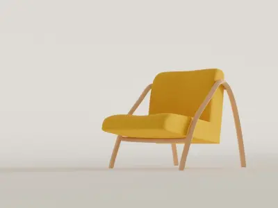 Yellow Chair with wooden structure Free low-poly 3D model