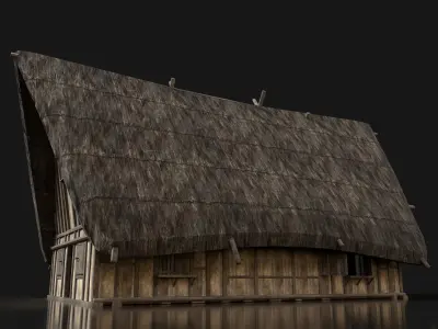 Next Gen AAA THATCHED DARK MEDIEVAL WOODEN HOUSE COTTAGE HUT Low-poly 3D model