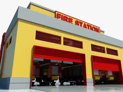 Fire Station Building 3D model