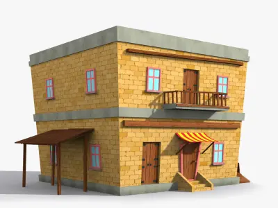 Cartoon House v Low-poly 3D model