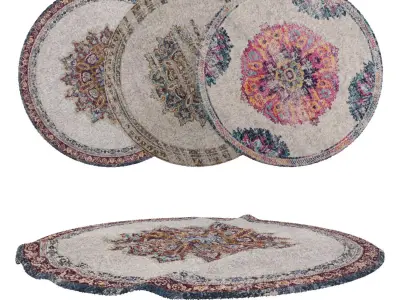 Round Rug Set 107 3D model