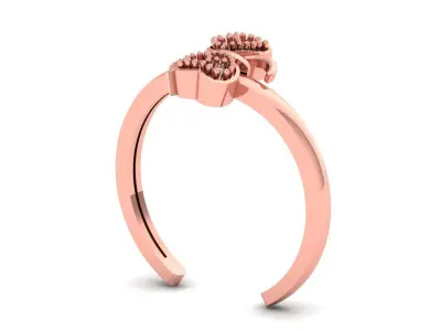 Solitaire Wedding Engagement Women Heart Adjustable  Rings 3D print model