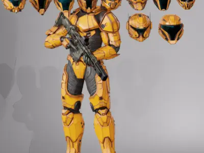 Sci-Fi Helmet 3D model low-poly 3d model Low-poly 3D model