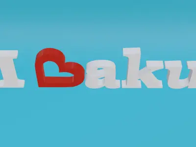 I Love Baku 3D Model - Famous Azerbaijan Landmark Free low-poly 3D model