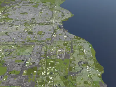 Milwaukee 50x50km City Map Model 3D model