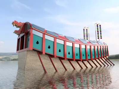 Geobukseon- Turtle ship- Korean armored battleship Low-poly 3D model