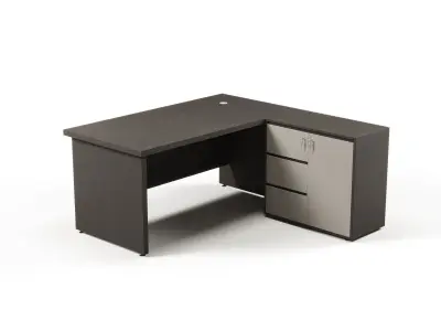 Modern Office Desk With Side Cabinet File For Manager  Free 3D model