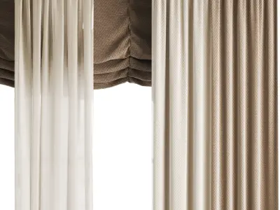 Silk and Cotton Curtain Low-poly 3D model