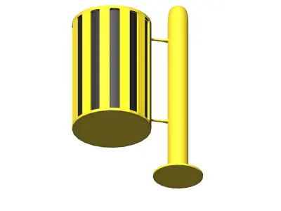 Yellow circular cage type trash can Low-poly 3D model