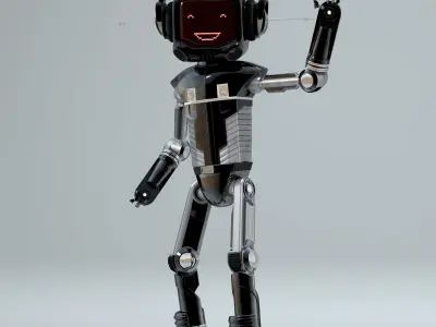 LED Machine Cartoon Robot Rigged Version 3D model