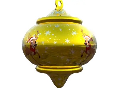 Cute Golden Reindeer Bauble  3D Model PBR  Low Poly Low-poly 3D model