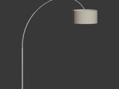 Overarching Linen Shade Floor Lamp 3D model