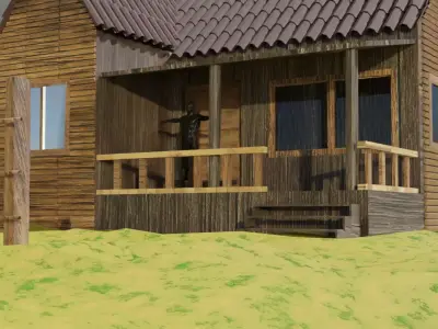 House Wood Without Texture Low-poly 3D model