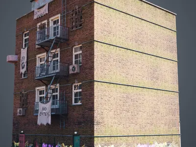 Abandoned building modular kit Low-poly 3D model