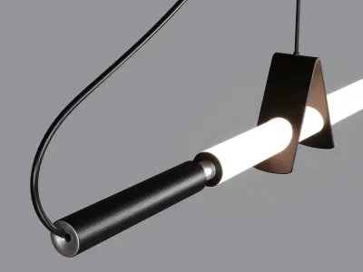 Linear minimalist style chandelier modern led strip light Low-poly 3D model