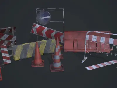 Traffic barriers Low-poly 3D model