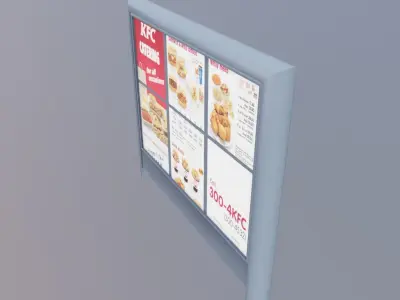 large restaurant menu billboard sign Low-poly 3D model