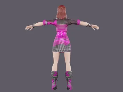 Cyber Cute Girl Low-poly 3D model