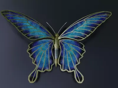 Mechanical Butterfly Low-poly 3D model