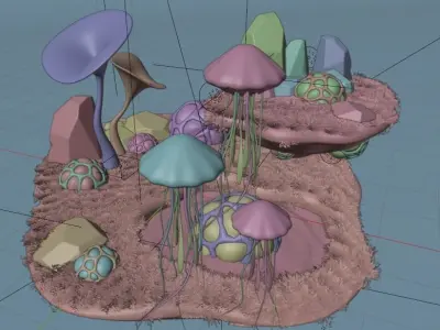 Cartoon Alien Forest 3D model