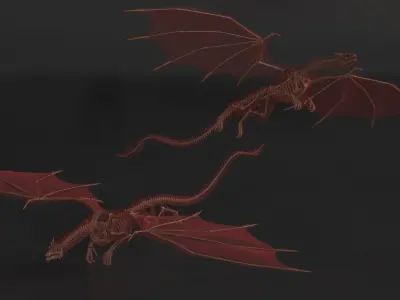  Petrified Skeleton Dragon in Transparent Shell 