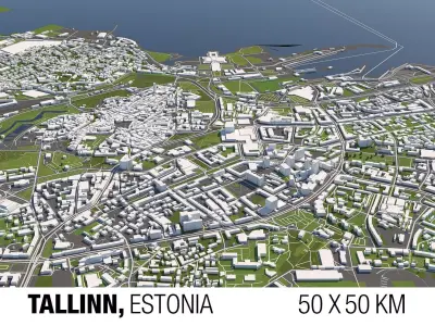 Tallinn Estonia 50x50km 3D City Map 3D model
