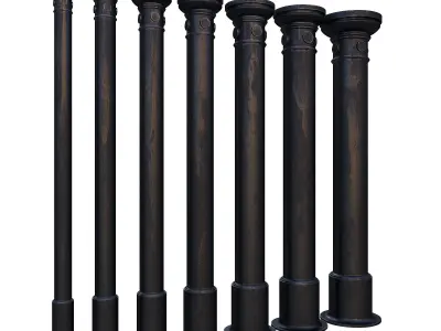 Cast iron columns 1-3 3D Model Pack